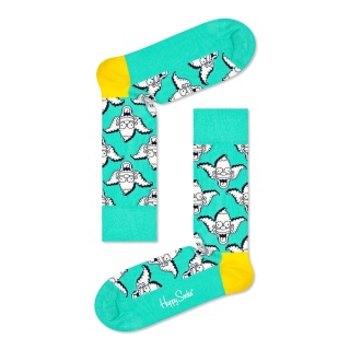 Happy Socks Tagessocke Crew The Simpsons Krusty The Clown (Bio-Baumwolle) mintgrün - 1 Paar